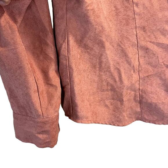 New York & Co, Dust Pink Faux Suede Button up Top, L - Picture 7 of 8